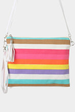 Load image into Gallery viewer, Striped Zippered Wristlet Clutch/Crossbody Bag