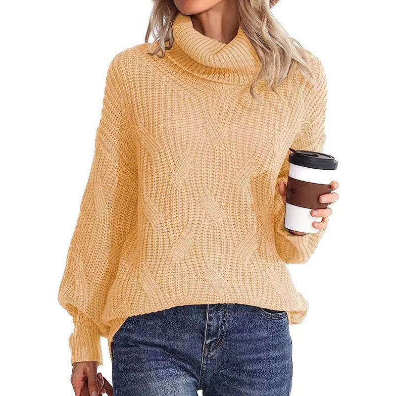 Women’s Knitted Long Sleeve Turtleneck Sweater in 6 Colors S-XXL