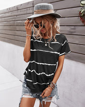 Load image into Gallery viewer, Women’s Short Sleeve Top with Stripes and Round Neck in 9 Colors S-XXL