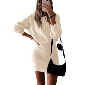 Women's Hooded Long Sleeve Sweater Dress in 3 Colors S-XL - Wazzi's Wear