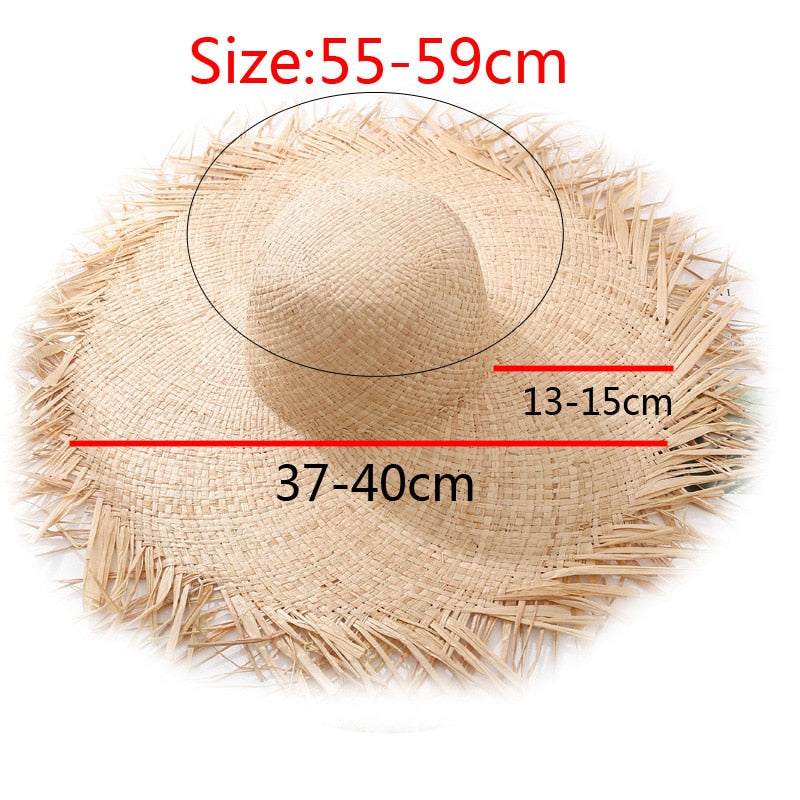 Women’s Wide Brim Floppy Straw Panama Sun Hat - Wazzi's Wear