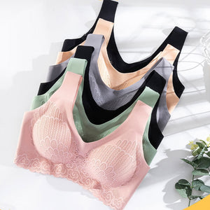 Women’s Seamless Padded Push Up Bra with Lace in 5 Colors Sizes A-D Cup