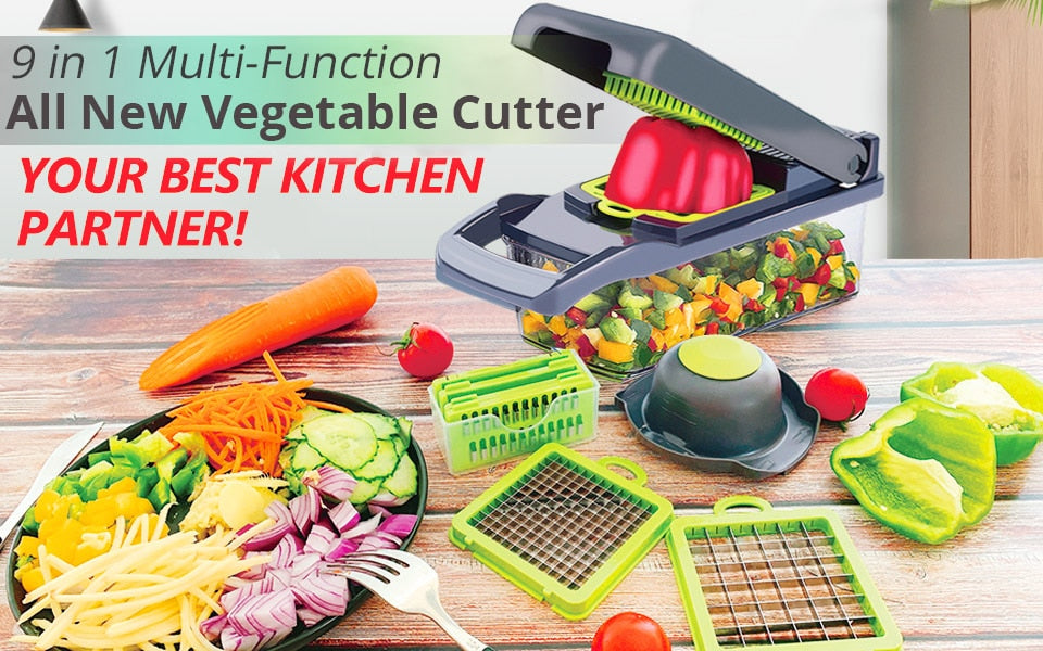Multifunctional Fruit and Vegetable Chopper/Slicer/Cutter/Grinder in 3 Colors - Wazzi's Wear