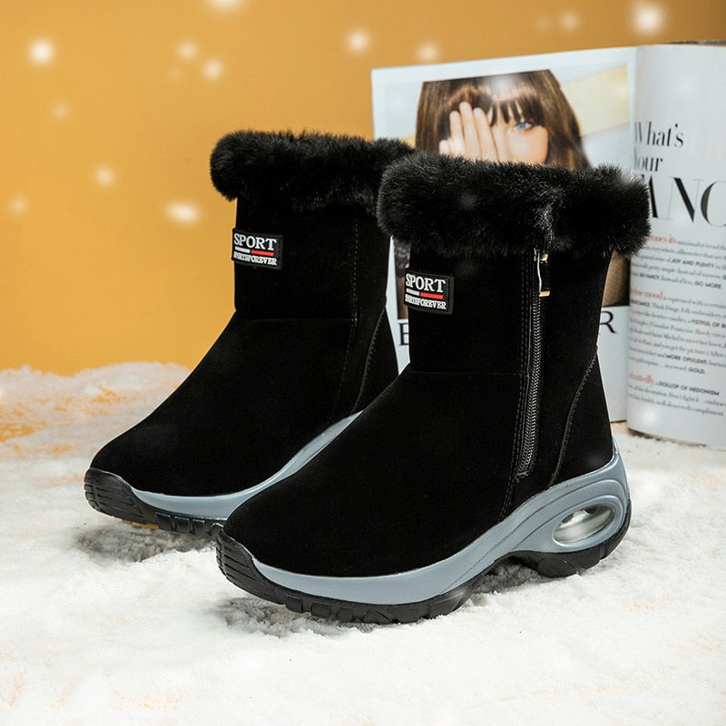 Women's Ankle Snow Boots With Fur in 2 Colors - Wazzi's Wear