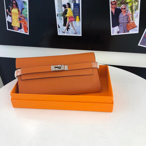 Women’s Leather Clutch Wallet with Shoulder Strap in 33 Colors - Wazzi's Wear