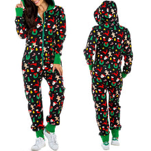 Load image into Gallery viewer, Women&#39;s Hooded One-Piece Long Sleeve Christmas Pajamas in 6 Patterns S-XXL - Wazzi&#39;s Wear