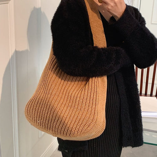 Large Capacity Knitted Tote Bag in 5 Colors