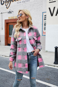 Women’s Long Sleeve Buttoned Plaid Shirt Jacket in 3 Colors S-XL