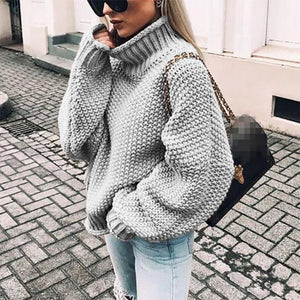 Women’s Thick Knit Long Sleeve Turtleneck Sweater in 4 Colors S-3XL - Wazzi's Wear