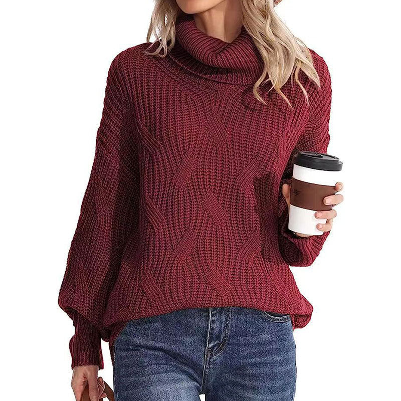 Women’s Knitted Long Sleeve Turtleneck Sweater in 6 Colors S-XXL - Wazzi's Wear