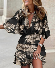 Load image into Gallery viewer, Women’s V-Neck Ruffled Boho Mini Dress with Dolman Sleeves in 6 Patterns Sizes 4-12