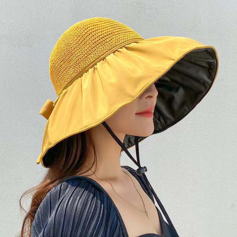 Foldable Big Brim Straw Fisherman Beach Hat in 5 Colors - Wazzi's Wear