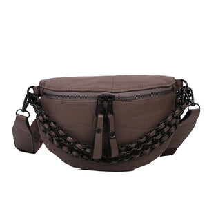 Stone Pattern Shoulder Waist Bag with Decorative Chains in 4 Colors - Wazzi's Wear