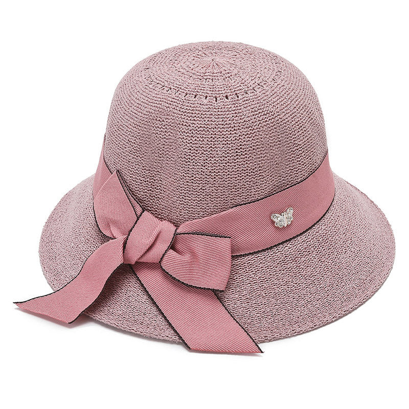 Women’s Woven Straw Hat with Bow in 6 Colors - Wazzi's Wear