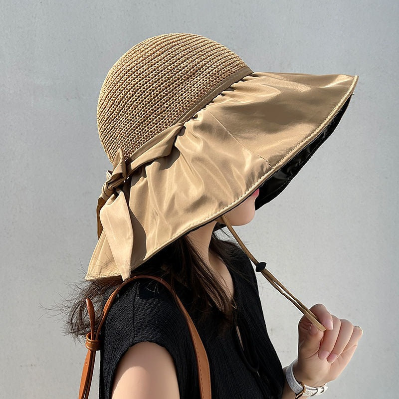 Foldable Big Brim Straw Fisherman Beach Hat in 5 Colors - Wazzi's Wear