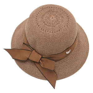 Women’s Woven Straw Hat with Bow in 6 Colors