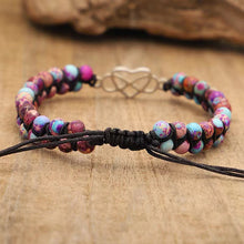 Load image into Gallery viewer, Bohemian Double Layer Stone Bracelet with Heart - Wazzi&#39;s Wear