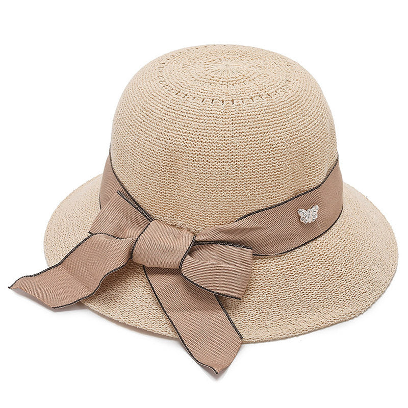 Women’s Woven Straw Hat with Bow in 6 Colors - Wazzi's Wear