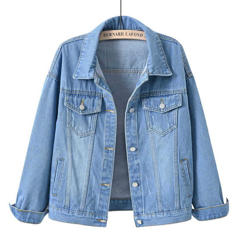 Women’s Buttoned Denim Jacket with Pockets in 11 Colors Sizes 4-16 - Wazzi's Wear