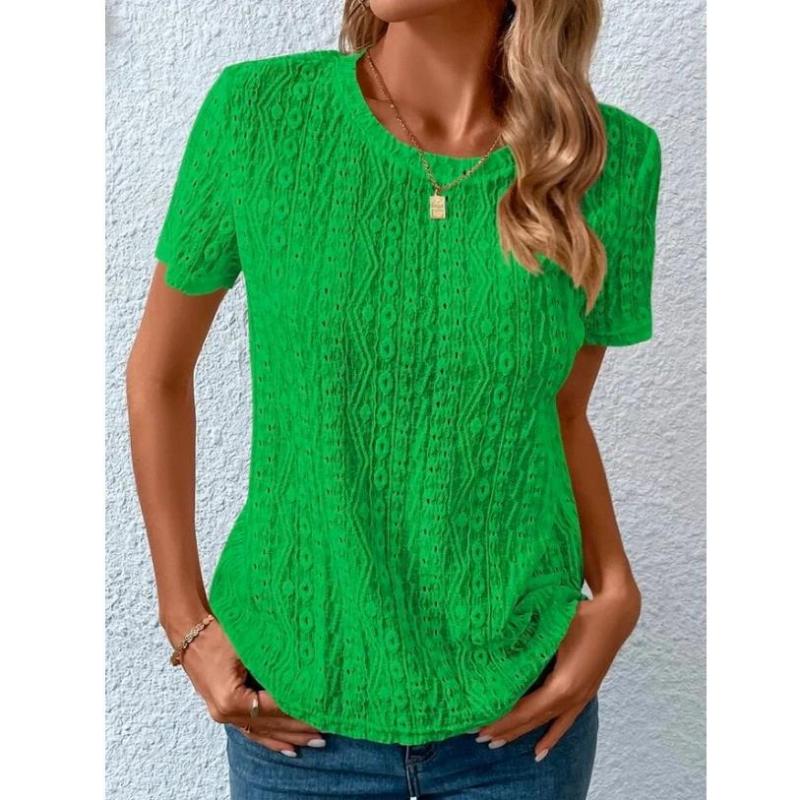 Women's Solid Round Neck Short Sleeve Top in 8 Colors Sizes 2-12 - Wazzi's Wear