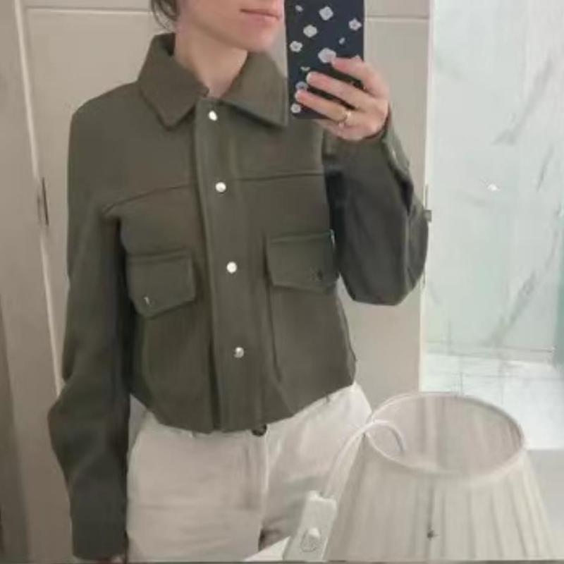 Women’s Long Sleeve Cropped Buttoned Jacket in 7 Colors S-L - Wazzi's Wear