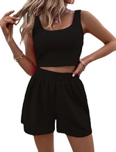 Load image into Gallery viewer, Women’s Solid Cropped Sleeveless Top with Matching Shorts in 6 Colors Sizes 2-14