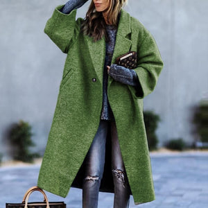 Women’s Long Sleeve Woolen Coat in 11 Colors Sizes 4-16 - Wazzi's Wear