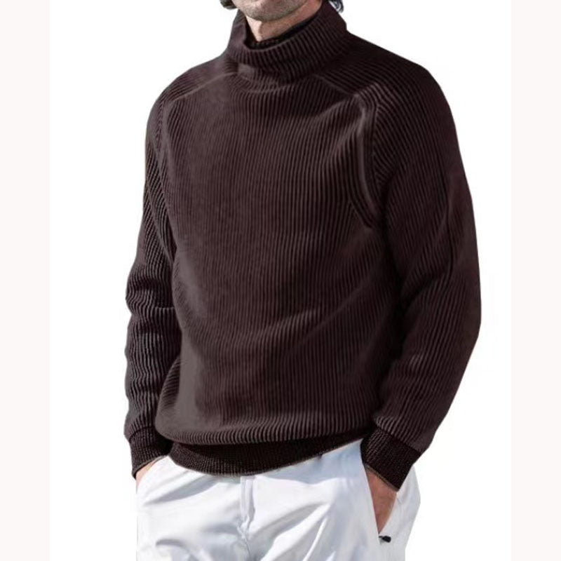 Men's High Collar Long Sleeve Knit Sweater in 5 Colors M-3XL - Wazzi's Wear