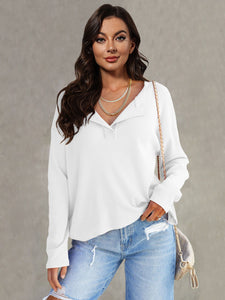 Women's V-Neck Long Sleeve Top in 5 Colors S-XL - Wazzi's Wear