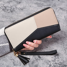 Load image into Gallery viewer, Women’s Colorblock Zippered Wallet with Tassel and Wrist Strap in 3 Colors