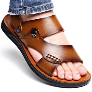 Men’s Non-Slip Soft Leather Slip-On Sandals in 3 Colors