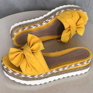 Women’s Slip On Wedge Sandals with Butterfly Knot in 7 Colors
