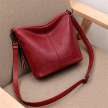 Load image into Gallery viewer, Luxury Soft Leather Shoulder Bag with Zipper and Tassels in 7 Colors - Wazzi&#39;s Wear