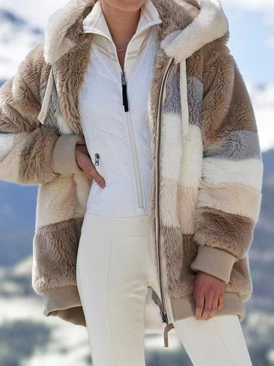 Women's Plush Zippered Warm Fleece Coat with Hood and Side Pockets in 9 Colors S-5XL - Wazzi's Wear