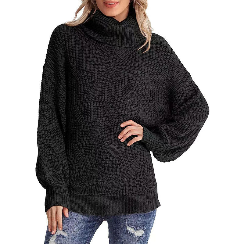 Women’s Knitted Long Sleeve Turtleneck Sweater in 6 Colors S-XXL - Wazzi's Wear