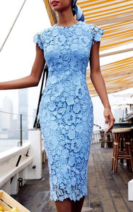 Women’s Blue Sleeveless Lace Midi Dress Sizes 4-10