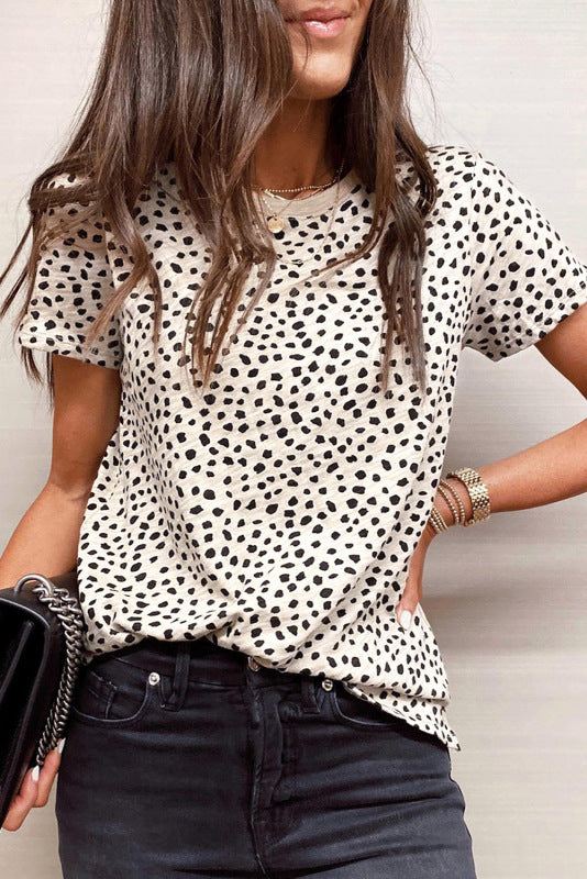 Women’s Leopard Print Short Sleeve Top Size 4-12 - Wazzi's Wear