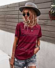 Load image into Gallery viewer, Women’s Short Sleeve Top with Stripes and Round Neck in 9 Colors S-XXL