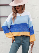 Load image into Gallery viewer, Women&#39;s Colorblock Crew Neck Knit Sweater in 3 Colors Bust 47-53