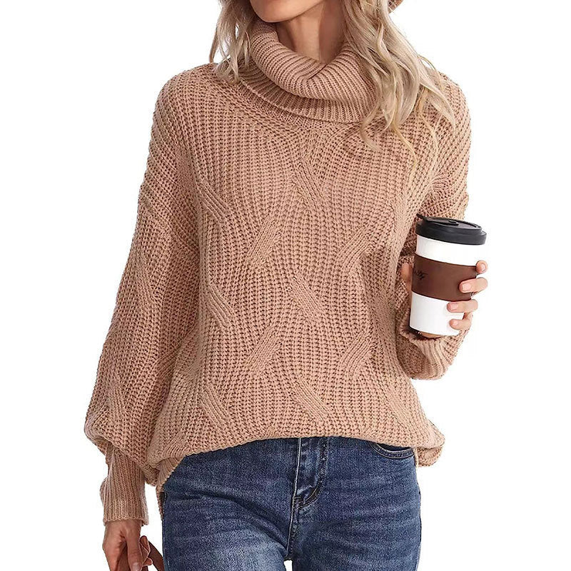 Women’s Knitted Long Sleeve Turtleneck Sweater in 6 Colors S-XXL - Wazzi's Wear