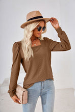 Load image into Gallery viewer, Women&#39;s Square Neck Jacquard Long Sleeve Top in 6 Colors S-XXL