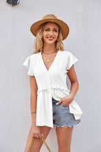 Load image into Gallery viewer, Women’s V-Neck Short Sleeves Ruffled Top in 5 Colors Sizes 4-20