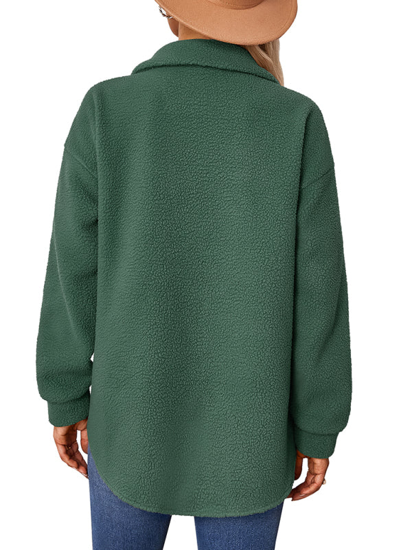 Women's Green Buttoned Long Sleeve Jacket in 3 Colors S-XL - Wazzi's Wear