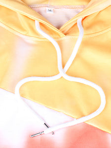 Women's Long Sleeve Hooded Tie Dye Sweatshirt with Kangaroo Pocket S-XXL