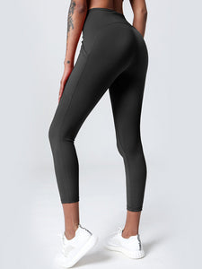 Women's High Waist Butt Lift Black Yoga Pants with Pocket Waist 21-28