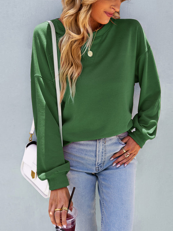 Women’s Solid Loose Fit Crewneck Sweatshirt in 4 Colors S-XL - Wazzi's Wear