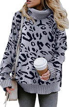 Load image into Gallery viewer, Women&#39;s Leopard Print Long Sleeve Turtleneck Sweater in 2 Colors S-XL - Wazzi&#39;s Wear