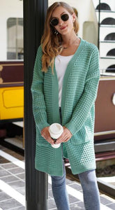 Women's Long Sleeve Knit Cardigan with Pockets in 10 Colors S-XL - Wazzi's Wear