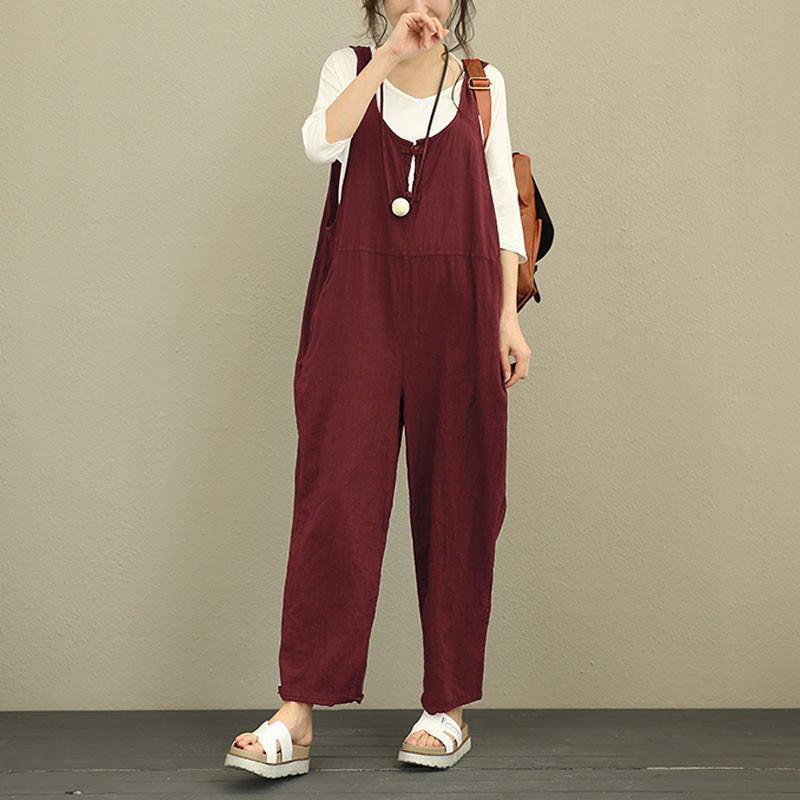 Women's Solid Jumpsuit with Pockets in 6 Colors Sizes 4-16 - Wazzi's Wear