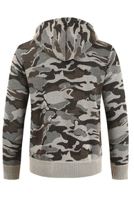 Men's Hooded Camo Long Sleeve Sweater in 4 Colors M-3XL - Wazzi's Wear